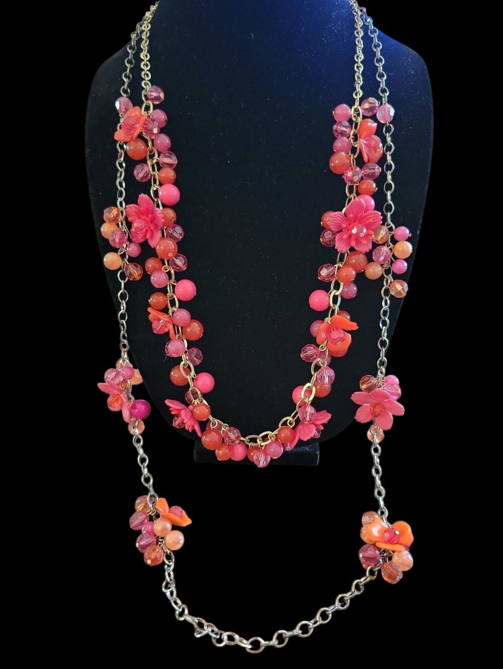 Floral Acrlyic Beaded Necklace Set